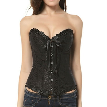 Pavied Corset Tops Tube Tops Women Corsets Bustiers Boned Embroidered Top Plus Size Bustier Tops Underbust Corset Black 4XL