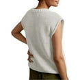 thumbnail image 4 of Spring Autumn Womens Sleeveless Knit Sweater Vest Crewneck Sweaters Ribbed Casual Loose Tank Tops, 4 of 5