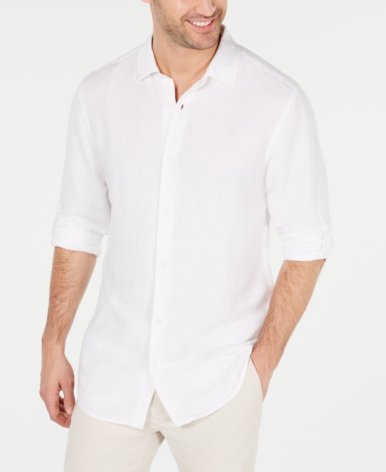 MSRP $55 Size XL Alfani Men's Diamond-Print Band-Collar Shirt Deep Black 