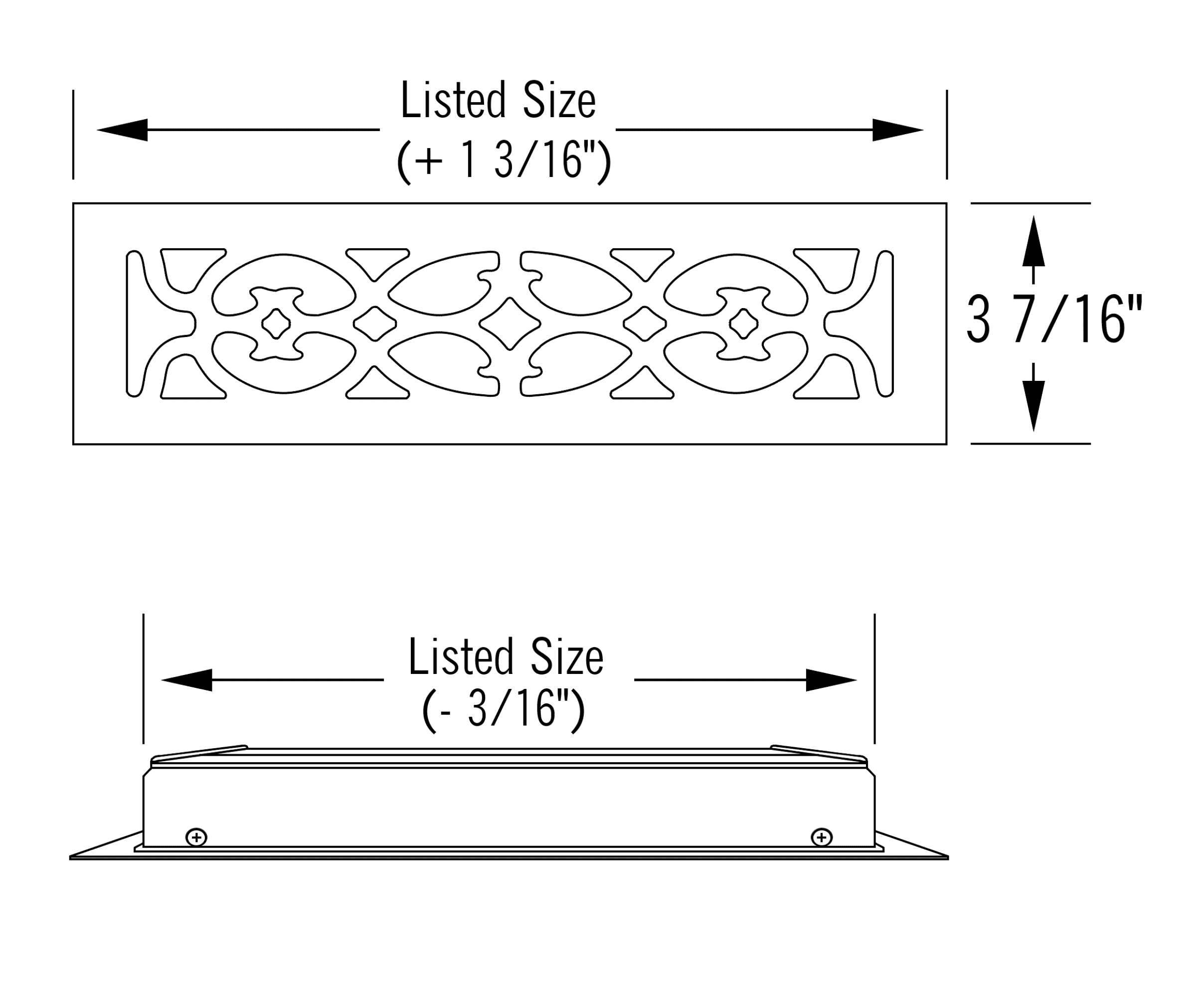 2.25" x 12" Copper Plated Victorian Style Floor Register - Decorative Vent Cover