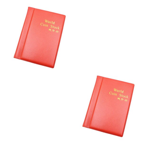 Toystoory 120 bolsillos colección de monedas almacenamiento libro fichas titular álbum gran capacidad carpeta organizador dinero titular Rojo 2Conjunto