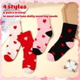 thumbnail image 7 of Bocaoying 8 Pairs Girl Crew Athletic Socks, Cotton Socks with Retro Hearts Cartoon Patterns for Kids Running Sport Indoor Outdoor, 7 of 7