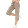 thumbnail image 4 of Mohiass Women's Cargo Capris Hiking Lightweight Quick Dry Summer Outdoor Casual Travel Pants with Pockets Khaki L, 4 of 4