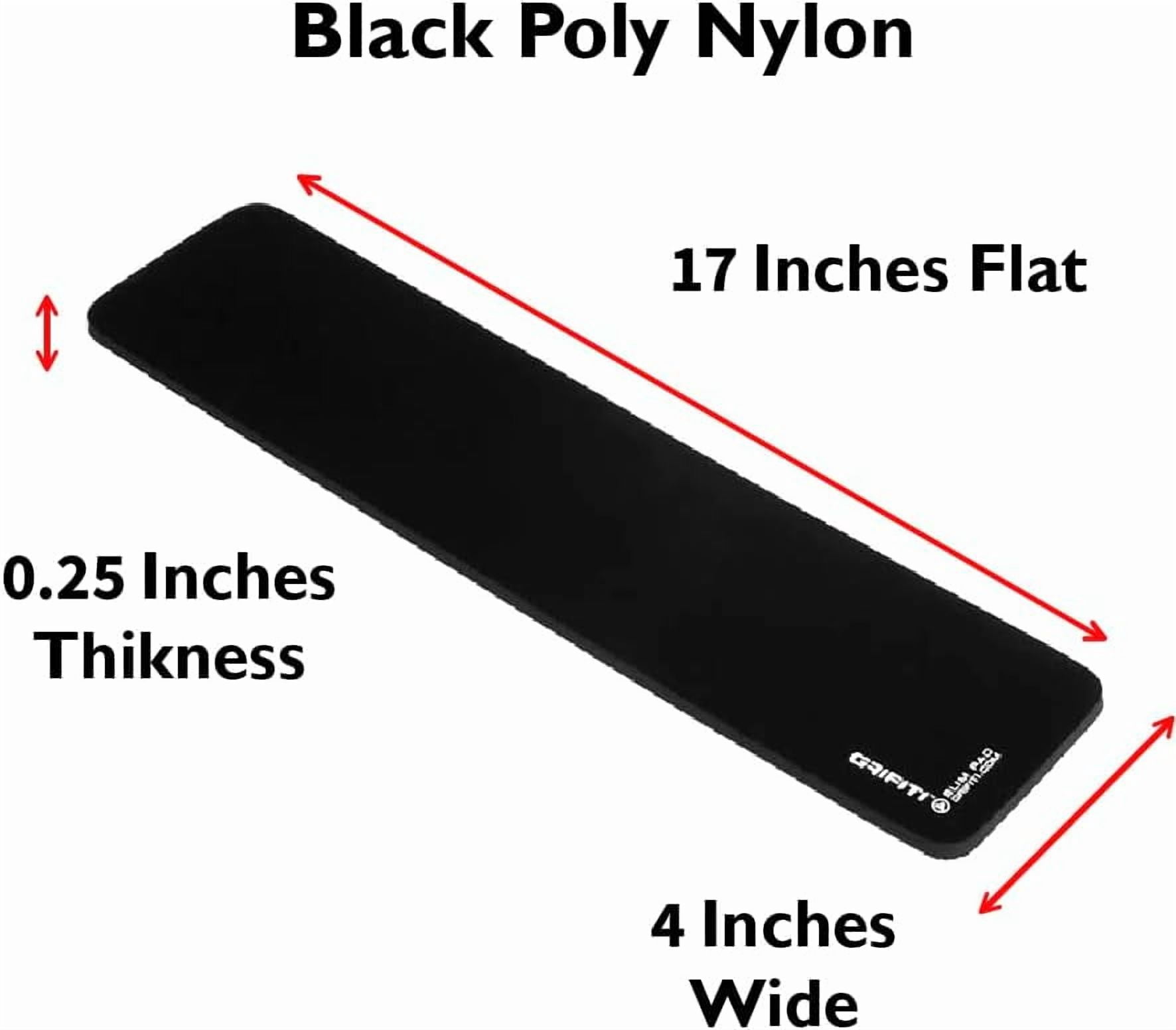 GRIFITI Slim Wrist Pad 17" x 4" x 0.25" Wrists Rest Pads for Standard Computer Keyboards - Ergonomic Keyboard Support Accessories & Carpal Tunnel Resting Hand Rests (Black Poly Nylon Surface)