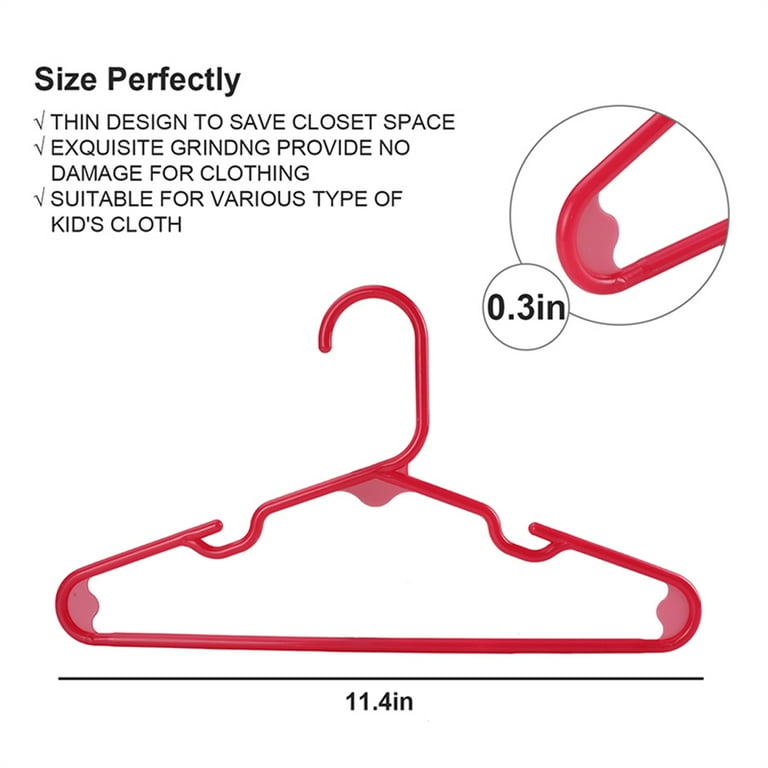 Kids Plastic Hangers Premium Quality! 8 Pack, Red or Blue