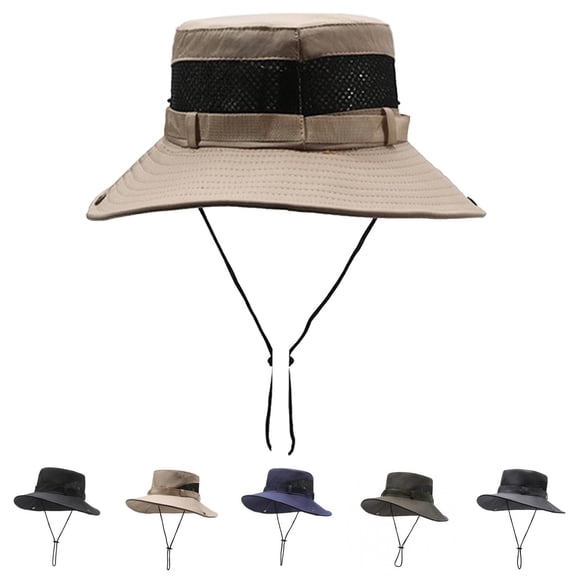 UPF 50 Men's Fashion Sun Hat Breathable Wide Brim Bucket Hat UV Protection Hat for Mens Womens Beach Safari Gardening Golf Fishing Beige Free Size