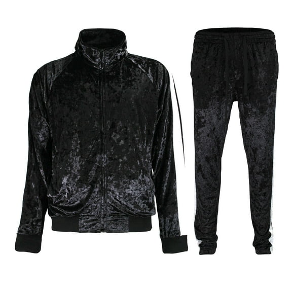 G-Style USA Men's Velvet Velour Tracksuit Set, Zipper Jacket and Sweatpants, Up to 5X