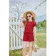 thumbnail image 4 of Arshiner Girls Summer Outfits 2 Piece Sets Ruffle Short Sleeve Button Down Shirts and Shorts Set Kids Clothes with Pockets, 4 of 7