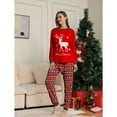 thumbnail image 4 of Matching Family Pajamas Sets Christmas PJ's Letter Plaid Printed Long Sleeve Tee and Bottom Loungewear or One-Piece Jumpsuit, 4 of 9