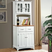 Gramercy Way White Microwave Stand with Top and Bottom Cabinets