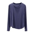 thumbnail image 5 of Sakmal Long Sleeve Pajama Tops Women Pullover Cotton Sleepwear Blue Crew Neck Sleepwear for Women M, 5 of 5