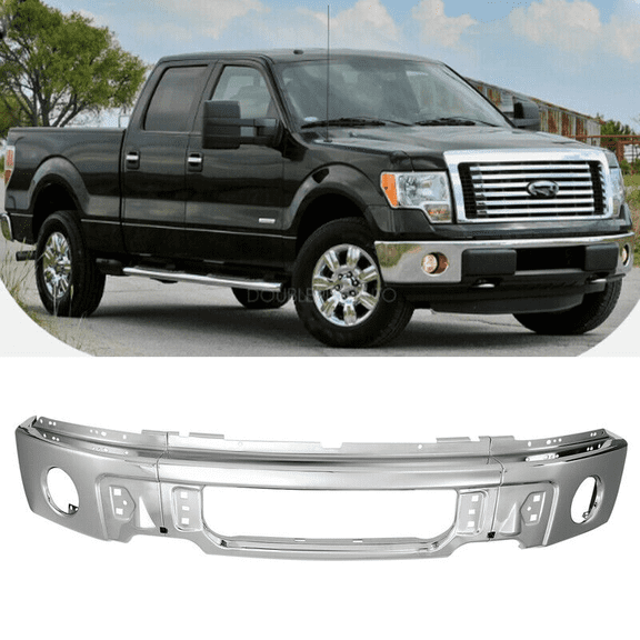 For 2009-2014 Ford F-150 Pickup Steel Split Front Bumper Face Bar w/ Fog US NEW