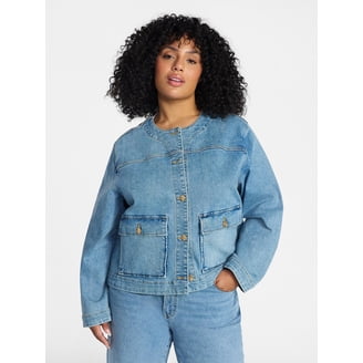 Jessica Simpson Women's Swing Denim Jacket with Back Pleat, Sizes