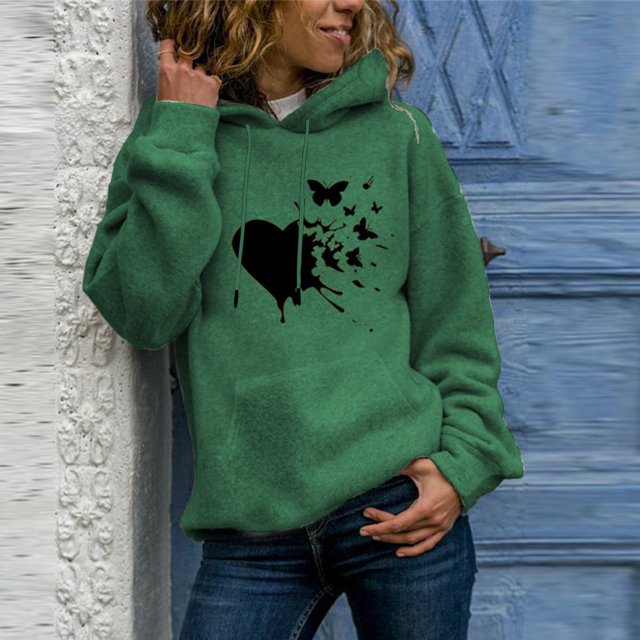 Pull à Manches Longues Automne Hiver pour Femmes, Imprimé, Col Rond, Sweat à Capuche