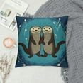 thumbnail image 2 of QZHH Heart Shaped Sea Otters In Love Cushion Cover Throw Pillow Covers Outdoor Sofa Decor Fall In Love Romantic Funny Teal Pillow Cases  For Couple Bedding Chair, 2 of 5