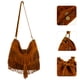 thumbnail image 5 of BRIGHTFUFU Bolso de hombro retro con borlas y flecos, tipo cubo, cruzado, para mujer (marrón), 5 of 8