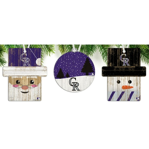 Colorado Rockies 3-Pack Ornament Set