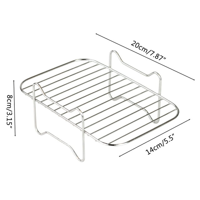 2Pcs Air Fryer Rack 304 Stainless Steel Dehydrator Rack With 4 Barbecue Sticks For 8QT Dual Basket Air Fryer