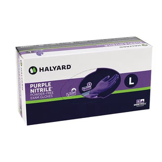 Halyard Safety 55082 Medium Purple Nitrile Gloves, Powder Free
