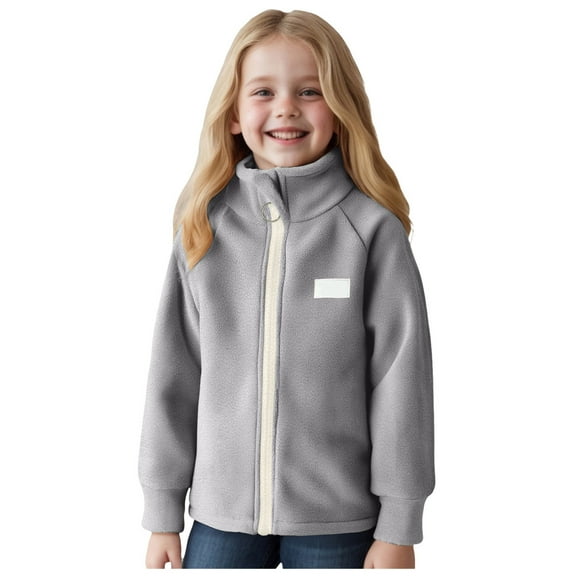 Zshosam Girl'S Fluffy Long Coat Toddler Girls Boys Fleece Hoody Jacket Zip Up Coat Warm Winter Outwear Size 3T 4T,(Grey 3-4 Years)