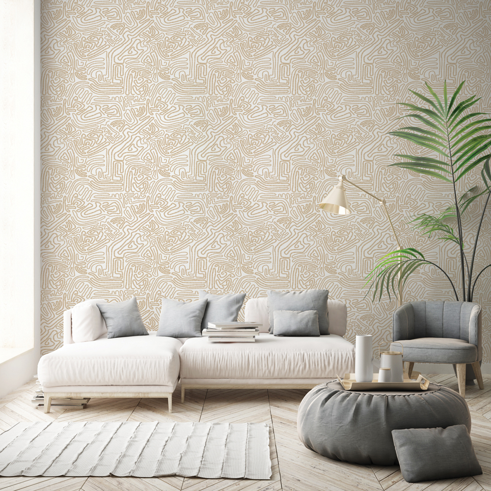 Tempaper Sketch Taupe Peel and Stick Wallpaper, 20.5" x 16.5'
