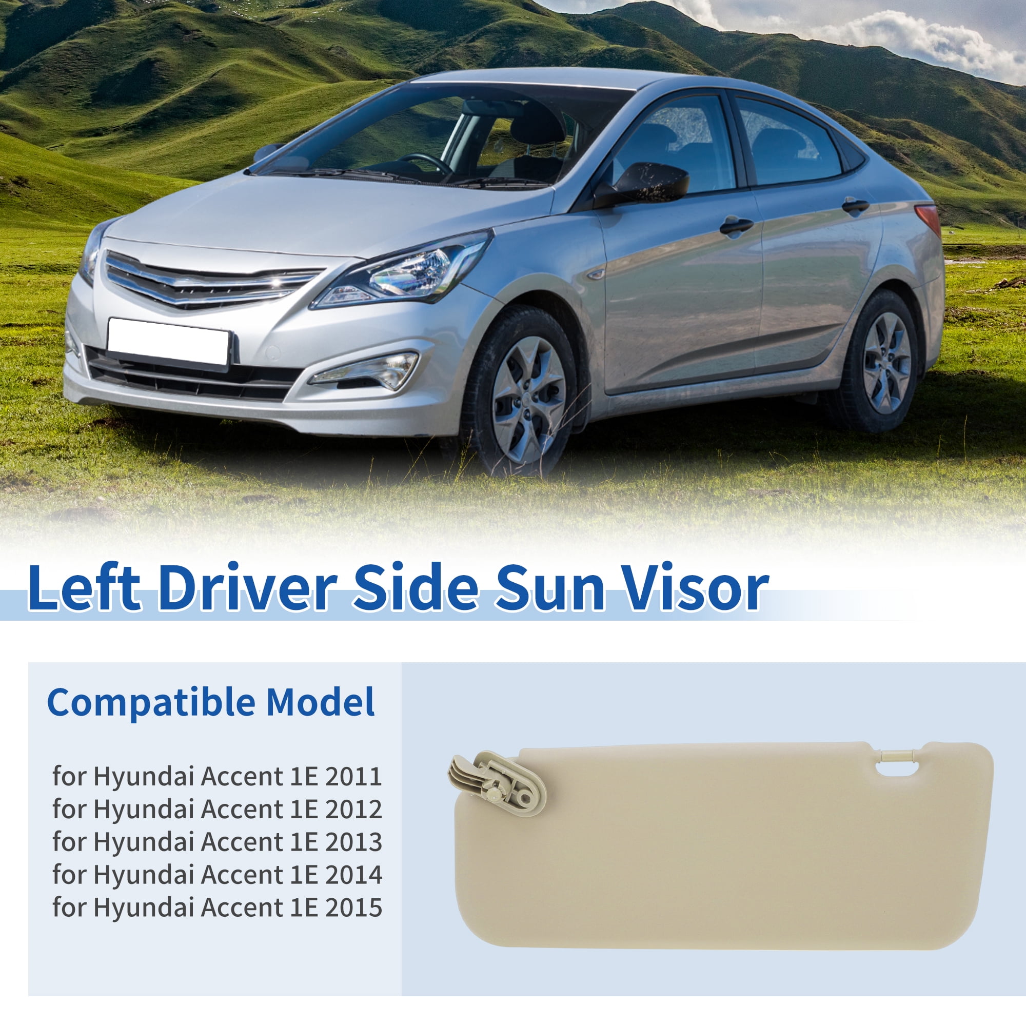 Unique Bargains Driver Side Sun Visor for Hyundai Accent 2011-2015 Beige