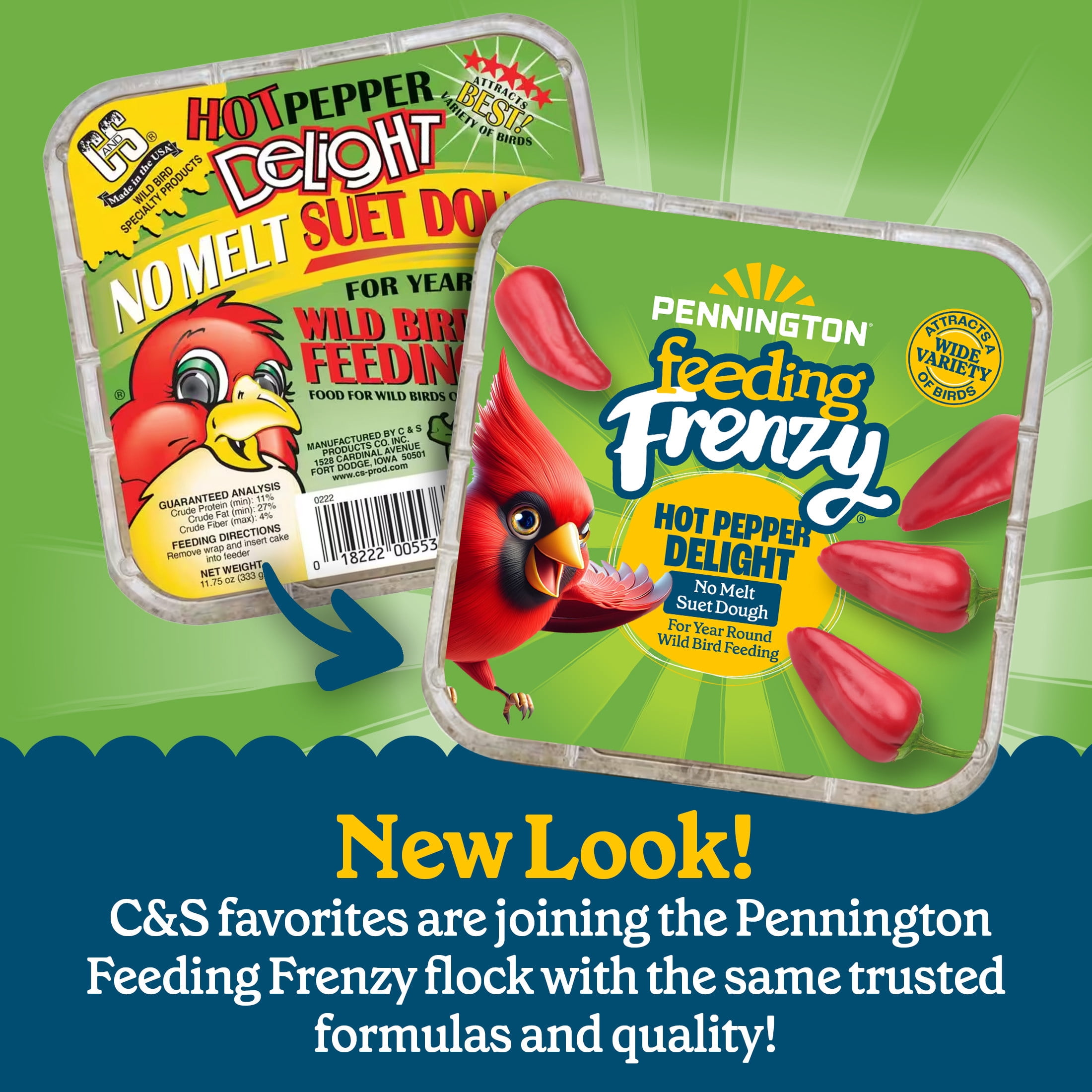 (12 pack) Pennington Feeding Frenzy Hot Pepper Delight No Melt Suet Dough Wild Bird Food Suet Cakes for Wild Birds, 11.75 oz., 1 Pack, Fresh