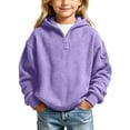 thumbnail image 5 of Xaqiouau Boys Waffle Knit Hoodie Half Zip Pullover Long Sleeve Solid Color with Arm Pocket Warm Casual Winter Hooded Sweatshirt for School Daily Wear, 5 of 9