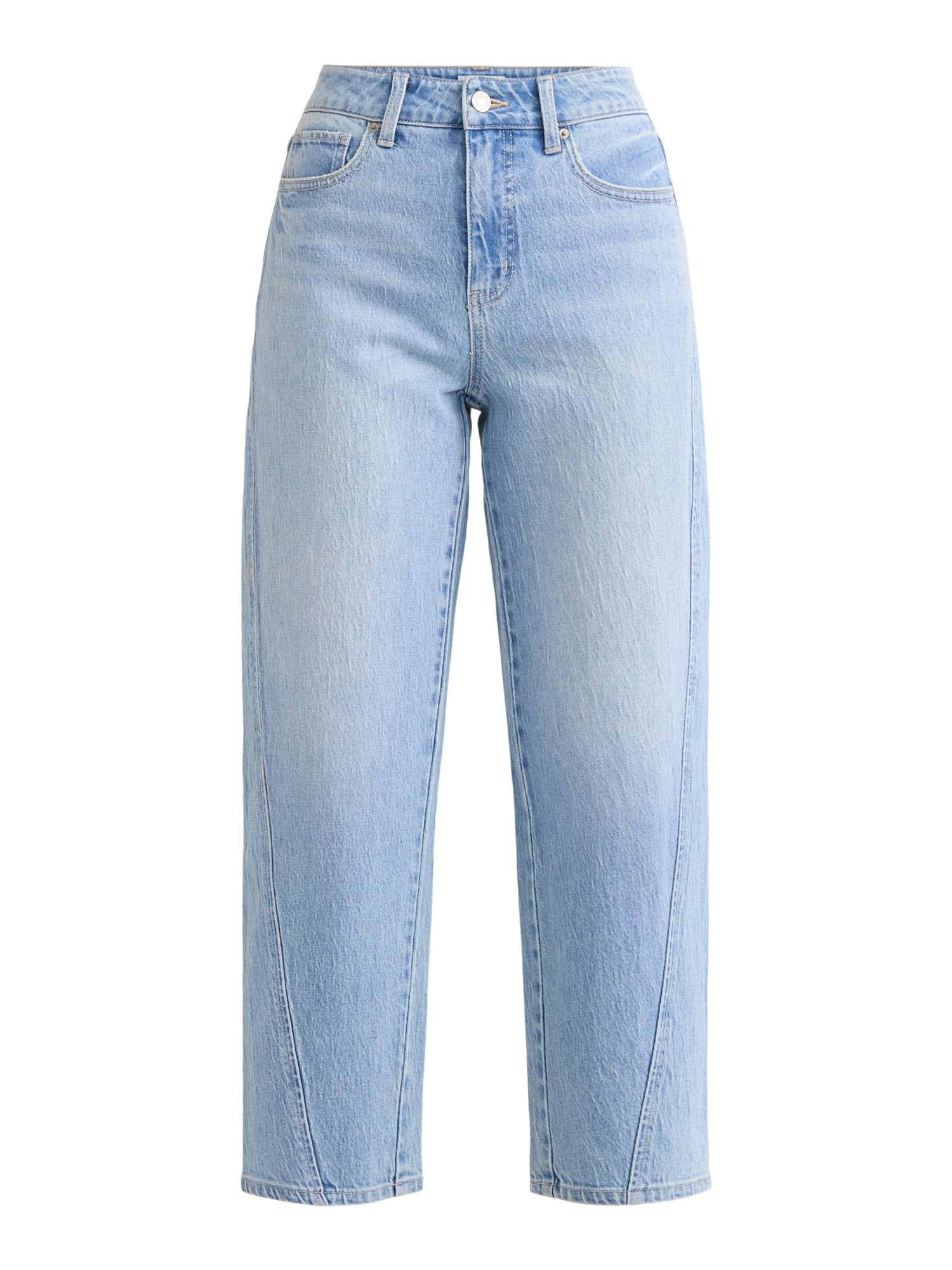 Time and Tru Women's High Rise Barrel Jeans, 26.5" Inseam, Sizes 0-22