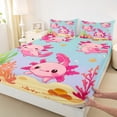 thumbnail image 3 of Manfei Kawaii Axolotl 4pcs Bed Sheets for Teens Kids,Cartoon Animal King Sheets,Cute Marine Salamander Super Cozy Sheet Set,Lightweight Room Decor, 3 of 7