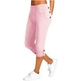 thumbnail image 2 of Capri Pants for Women 2025 High Waisted Stretch Slim Fit Button Yoga Fitness Capris Leggings Womens Cropped Pants, 2 of 7