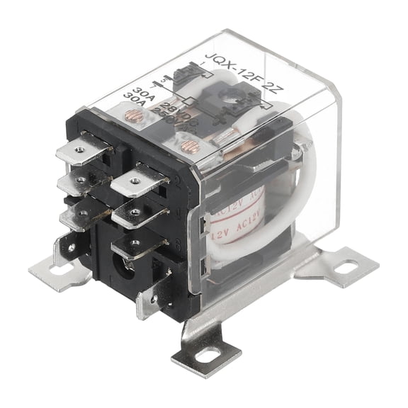AC12V 30A Electromagnetic Relay, High Power Relay DPDT 2NO 2NC 8 Terminals Din Rail Mounting