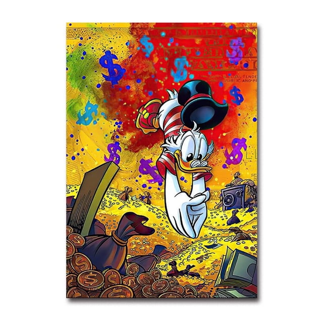 Disney Graffiti Canvas Poster Pop Fashion Style Mickey Mouse Donald Duck Home Wall Art Painting Prints Living Room Decor Murals70X100cm Unframed Gao Jinjia LED