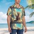thumbnail image 5 of Balery Sunshine Cloud Cute Cat Print Men's Hawaiian Shirts Short Sleeve Beach Shirt Relaxed Fit Vacation Button Down Shirts-3X-Large, 5 of 9