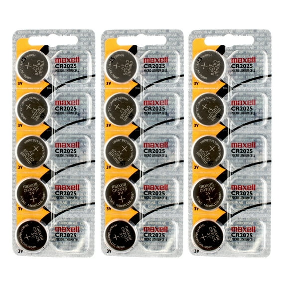 3x 5pc Maxell 3V Lithium Coin Cell Battery CR2025 Replaces DL2025