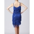 thumbnail image 4 of Doomiva Women's Sequins Tassel Dance 1920s Flapper Cocktail Party Dress Latin Ballroom Dance Dress RoyalBlue M, 4 of 6