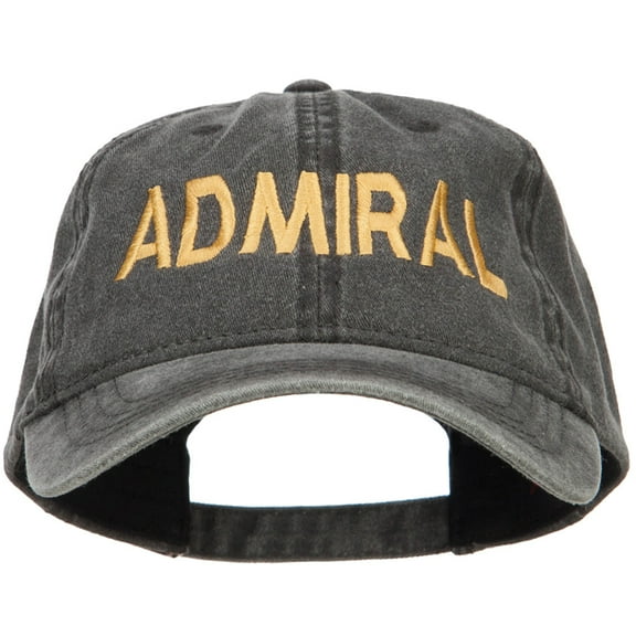 Admiral Embroidered Washed Buckle Cap - Black OSFM