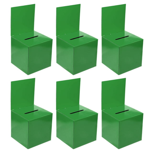 Unique Bargains Ballot Box 6'x6'x6' Raffle Box with Removable Header Board Suggestion Box Cardboard Box Green 6Pack