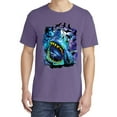 thumbnail image 2 of Wild Bobby, Great White Shark Species in Ocean, Animal Lover, Garment-Dyed Washed Look Short Sleeve T-Shirt, Purple, Small, 2 of 3