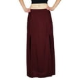 thumbnail image 3 of Bimba Women Long Rayon Maxi Skirt With Front Slits - Maroon, 3 of 6