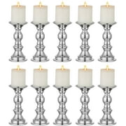 Metal Silver Votive Candle holder for 2 inches Pillar Candles 10Pcs Small Size Candlestick Wedding Centerpieces
