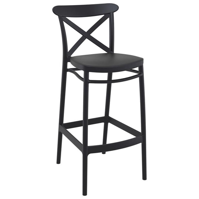 Compamia Cross Contemporary Resin Indoor Outdoor Bar Stool - Set of 1, Black