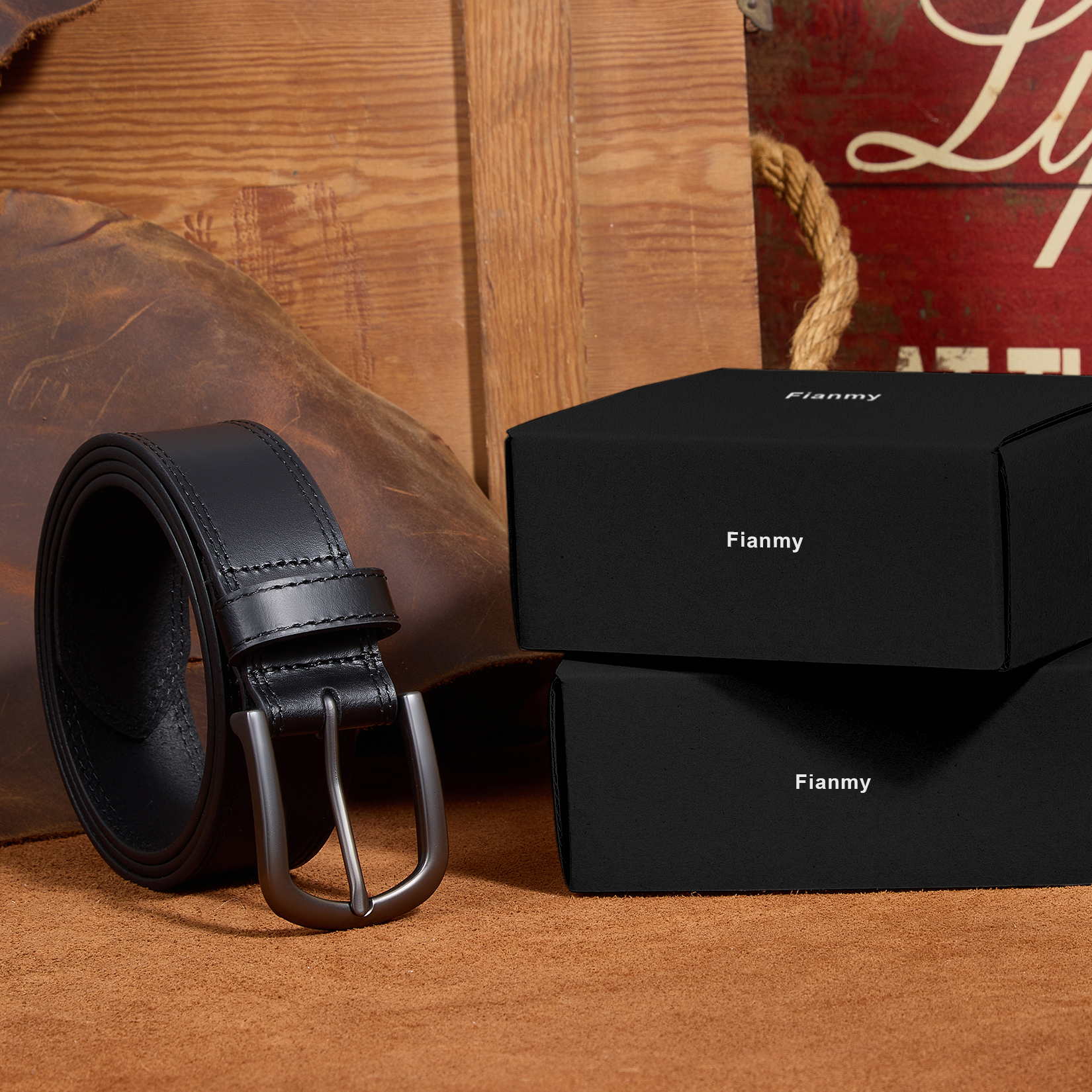 Fianmy Men's Full Grain Leather Belt photo 7