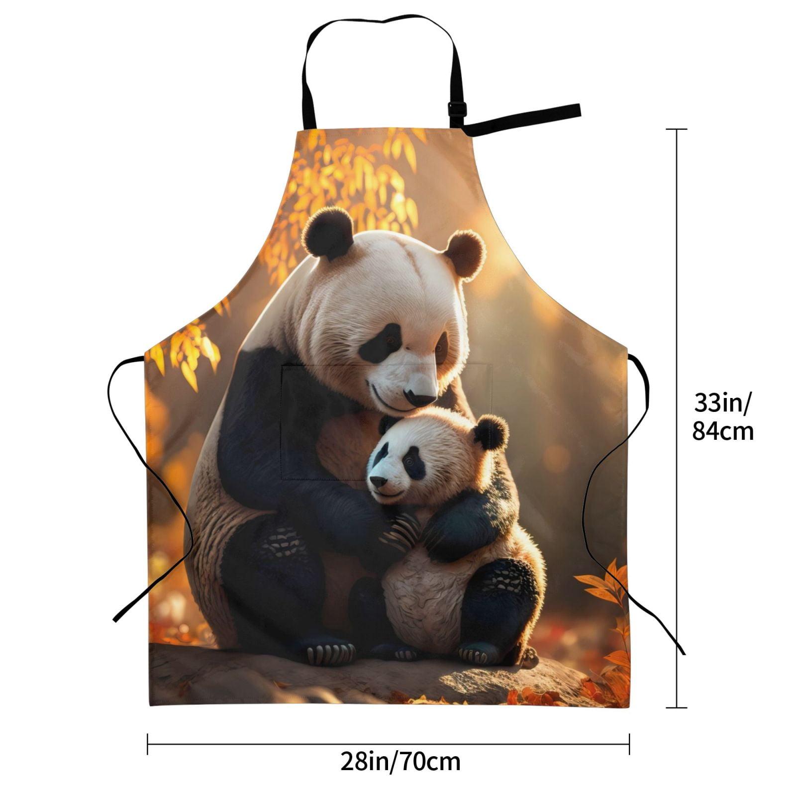 Kdxio Maple Forest Panda Apron with Pockets Adjustable Kitchen Aprons for Men Women Waterproof Aprons for Cooking,Drawing,Crafting, Baking Household Cleaning