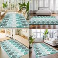 thumbnail image 4 of Large Area Rugs 6'x9', Turquoise Boho Flowers Carpet Runner Indoor Outdoor Rugs Home Decor Aesthetic, Modern Luxurious Geometric Floral Non Slip Mats Washable Accent Rug for Living Room Bedroom, 4 of 8