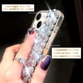 thumbnail image 5 of for iPhone 14 Case for Women，Shiny Luxury Bling Phone Case with 3D Glitter Sparkle Crystal Rhinestone Diamond Gems on Hard Reflective PC Back，Soft TPU Bumper Cover for Girly Girl（Silver）, 5 of 7