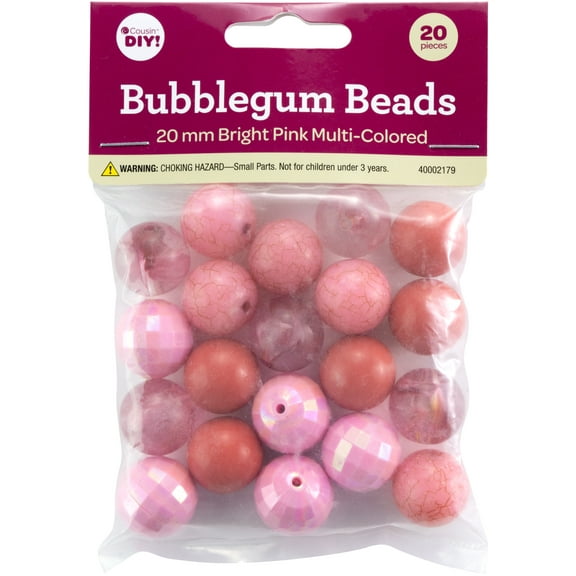 CousinDIY Bubblegum Bead 20mm 20/Pkg-Bright Pink