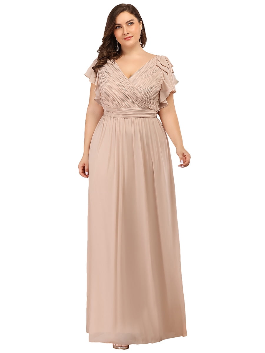 plus size blush long dress