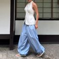 thumbnail image 6 of Women's 2026 Spring Summer Street Style Balloon Wide Leg Pants, Loose Pleated Baggy Harem Trousers, Casual Relaxed Joggers for Daily Wear Sky Blue S, 6 of 8