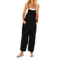 thumbnail image 2 of Women Casual Loose Wide Leg Jumpsuit Sleeveless Spaghetti Strap Romper with Pockets, 2 of 8